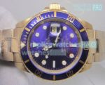 Replica Rolex Submariner Blue Dial Blue Bezel Gold Case Watch